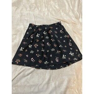 No Boundaries Black Floral Satin Mini Skirt | Size XS